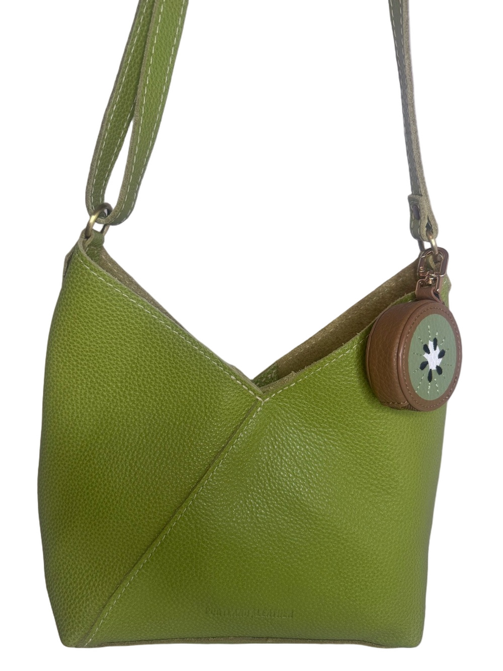 #443 Portland Leather Goods Naomi Wasabi Leather Shoulder Bag w/ Bag Charm Case